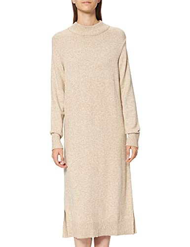 Vila Damen Viril Crew Neck L/S Midi Dress - Noos Kleid, Natural Melange, L EU von Vila