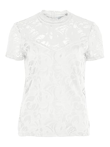 Vila Damen VISTASIA LACE S/S TOP - NOOS 14049852, Cloud Dancer, XXL von Vila