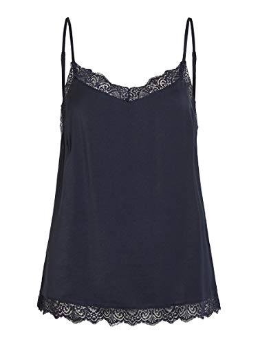 Vila Damen Vicava Lace Singlet - Noos Top, Blau (Total Eclipse Total Eclipse), XS EU von Vila