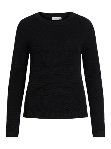 Vila Damen Pullover VIDALO O-Neck L/S Knit TOP/SU - NOOS (as3, Alpha, l, Regular, Regular, schwarz, L) von Vila