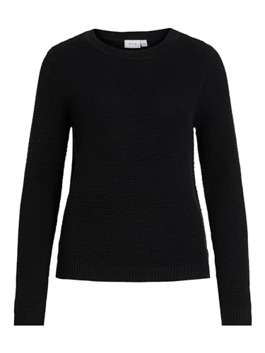 Vila Damen Pullover VIDALO O-Neck L/S Knit TOP/SU - NOOS (as3, Alpha, m, Regular, Regular, schwarz, M) von Vila