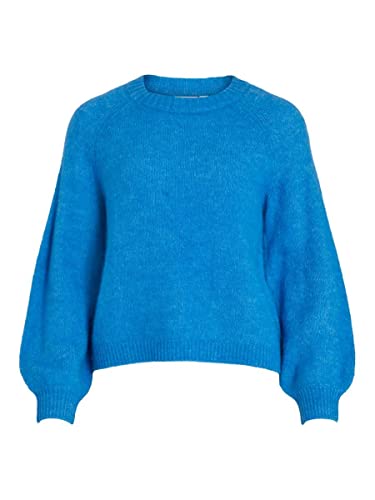 Vila Damen Vijamina O-Neck L/S Knit Top - Noos Strickpullover, French Blue, M EU von Vila