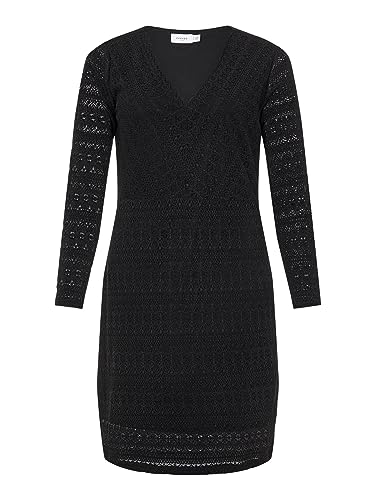 Vila Damen Vila Evoked By Vila Vichikka V-hals L/S Jurk / Cur - Noos Kleid aus Spitze, Schwarz, 48 EU von Vila