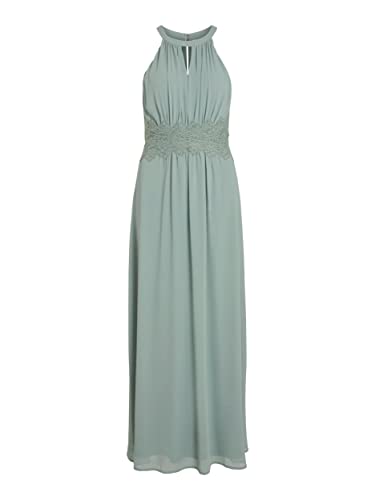 Vila Damen Vimilina Halterneck Maxi Dress/Su - Noos Dress, Green Milieu/Detail:Elastic, 42 EU von Vila