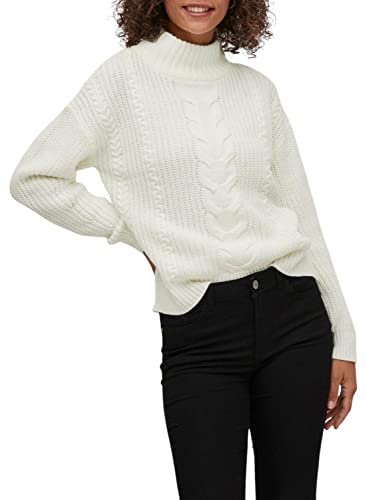 Vila Damen Vioa L/S High-neck Knit Top - Noos Pullover, White Alyssum, S EU von Vila