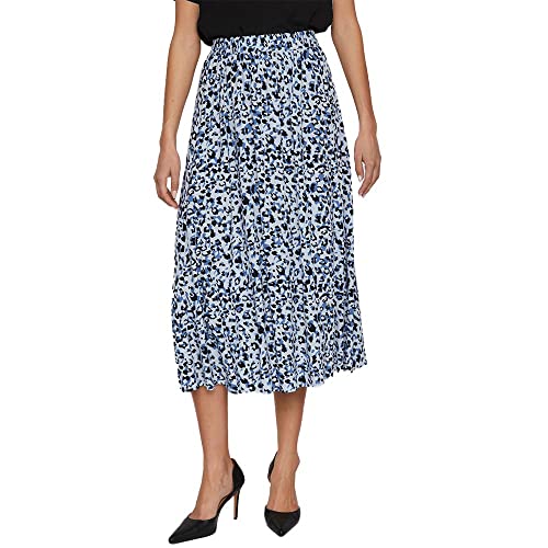 Vila Damen Vipaya Hw Skirt/Su - Noos Rock, Kentucky Blue/AOP:lika, 44 EU von Vila