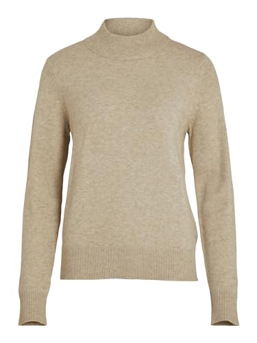 Vila Damen Viril Crewneck L/S Knit Top - Noos Pullover, Natural Melange, M EU von Vila