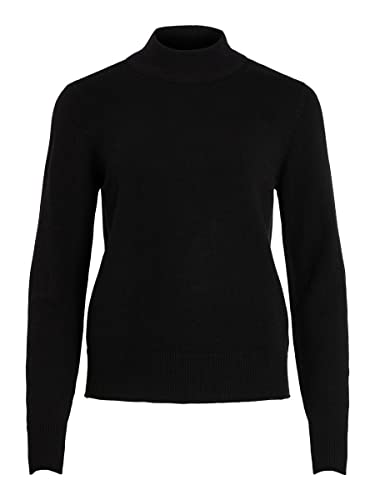 Vila Damen Viril Crewneck L/S Knit Top - Noos Pullover, Schwarz, L EU von Vila