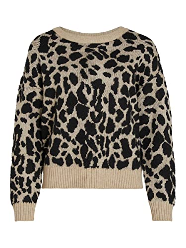 Vila Damen Viril Feami Mix O-neck L/S Knit Top Noos Pullover, Natural Melange, XXL EU von Vila