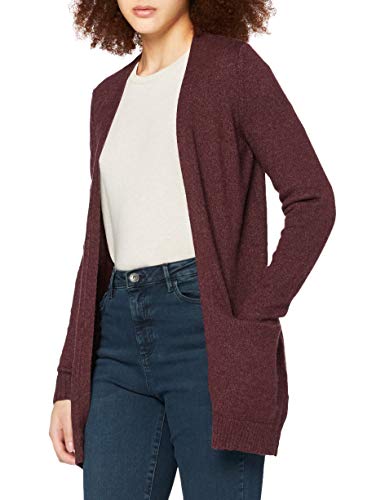 VILA CLOTHES Damen Regular Fit Strickjacke VIRIL L/S OPEN KNIT CARDIGAN 14044041, Einfarbig, Gr. 34 (Herstellergröße: XS), Violett (Winetasting Detail:Melange) von Vila