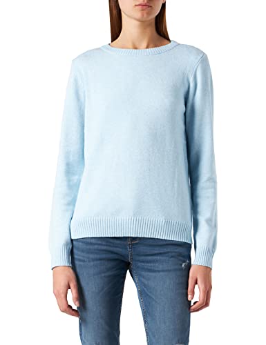 Vila Damen Viril O-Neck L/S Knit Top - Noos Pullover, Kentucky Blue, S EU von Vila