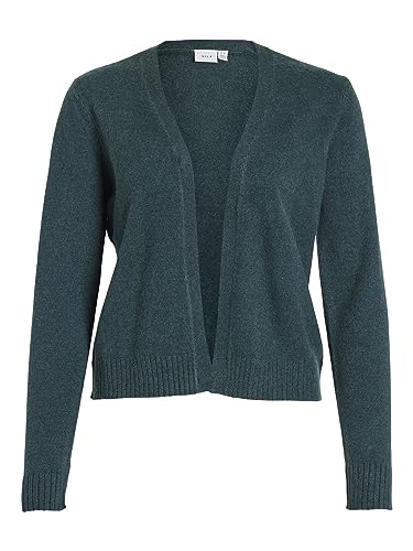 Vila Damen Viril Short L/S Knit Cardigan-noos Strickjacke, Ponderosa Pine/Detail:Dark Melange,L von Vila