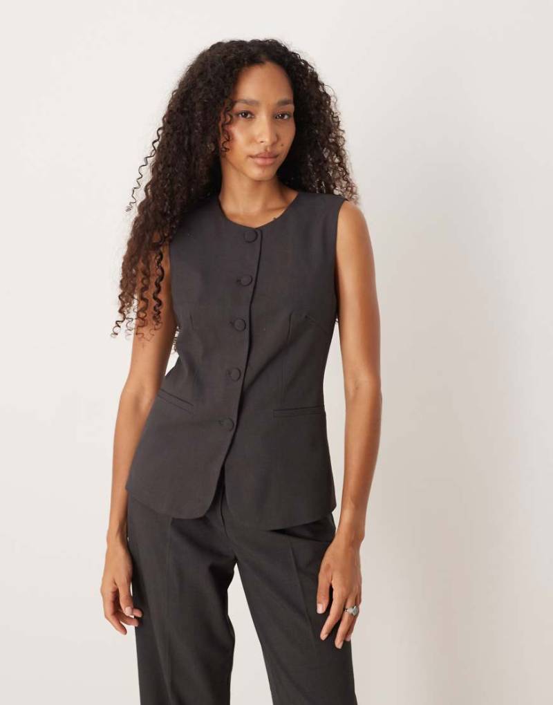 Vila - Elegante Weste in meliertem Dunkelgrau, Kombiteil von Vila