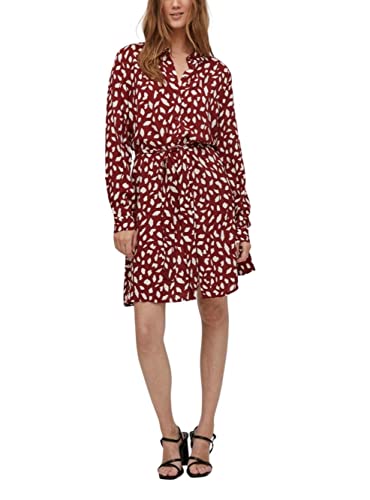 Vila Damen Vipaya L/S Shirt Dress/Su - Noos Dress, Fired Brick, 36 EU von Vila