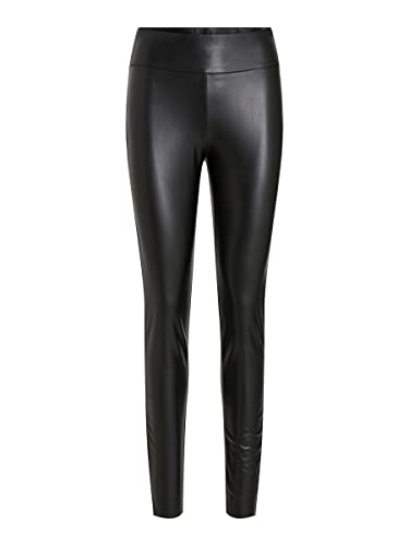 Vila Damen Vibarb Coated Hw - Noos Leggings, Schwarz, L EU von Vila