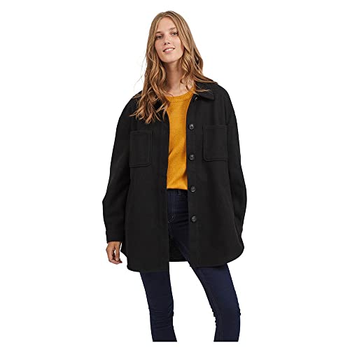 Vila Damen Vikimmi Shirt L/S Jacket - Noos Jacke, Schwarz, XXL EU von Vila