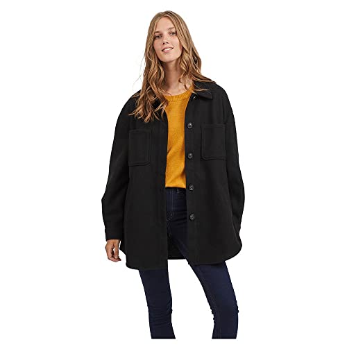 Vila Damen Vikimmi Shirt L/S Jacket - Noos, Schwarz, XL EU Vila Damen Vikimmi Shirt L/S Jacket - Noos, Schwarz, XL EU von Vila