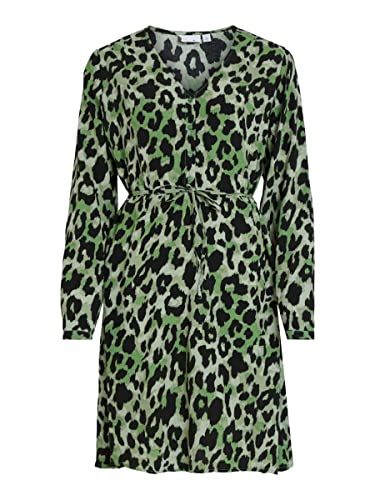 Vila Damen Vifini V-neck L/S Short Dress/Su - Noos Kleid, Mineral Green, 36 EU von Vila