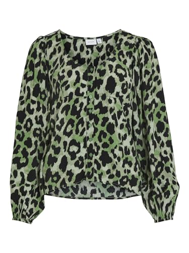 Vila Damen Vifini V-neck L/S Top/Su - Noos Langarmshirt, Mineral Green, 38 EU von Vila