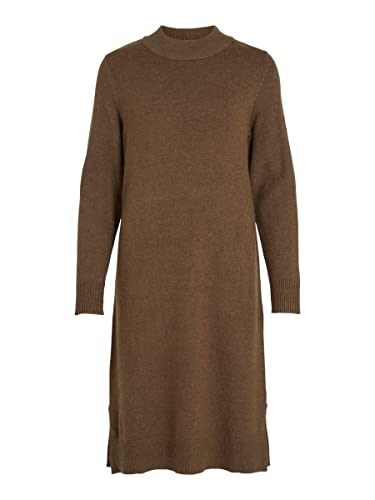 Vila Damen Viril Crew Neck L/S Midi Dress - Noos Kleid, Crocodile, L EU von Vila