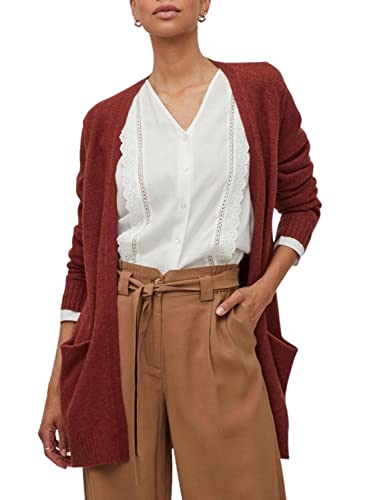 Vila Damen Viril Open L/S Knit Vest - Noos Strickjacke, Fired Brick, L EU von Vila