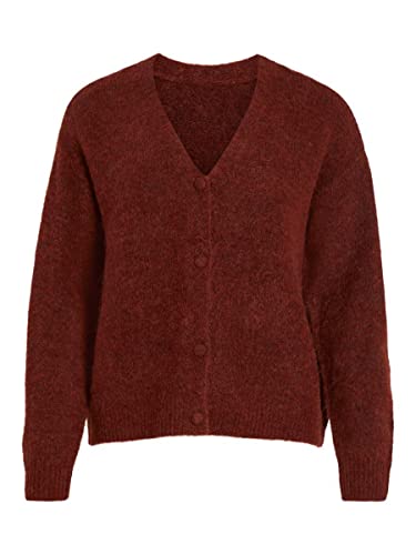 Vila Damen Vijamina Oversize L/S Knit Cardigan-noos Strickjacke, Fired Brick, M EU von Vila