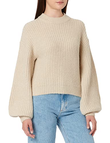 Vila Damen Vifelo L/S Cropped Knit Top/Su - Noos Pullover, Natural Melange, M EU von Vila