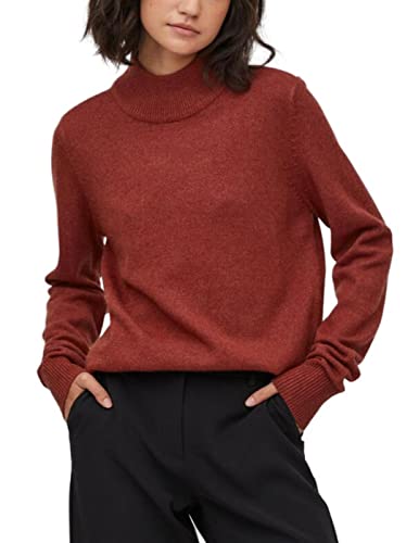 Vila Damen Viril Crewneck L/S Knit Top - Noos Pullover, Fired Brick, L EU von Vila