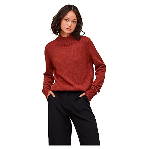 Vila Damen Viril Crewneck L/S strik top - Noos Pullover, Fired Brick, XL EU von Vila