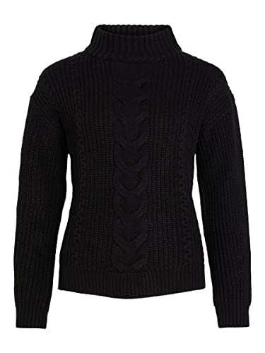 Vila Damen Vioa L/S High-neck Knit Top - Noos Pullover, Schwarz, XS EU von Vila