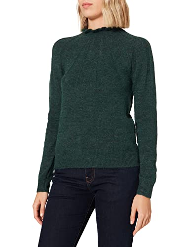 VILA Damen VIDUA Crew Neck L/S Knit TOP-NOOS Pullover, Darkest Spruce/Detail:Melange, M von Vila