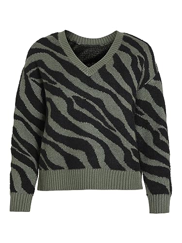 Vila Damen Viril Feami Mix V-hals L/S Knit Top-Noos Pullover, Laurel Wreath, XXL EU von Vila