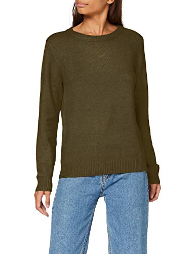 Vila Damen Strickpullover Rundhalsausschnitt O-Neck L/S Knit Top,Forest Night ,XL von Vila