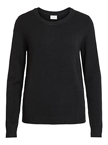 Vila Damen VIRIL O-Neck L/S Knit TOP - NOOS 14054177, Black, XXL von Vila