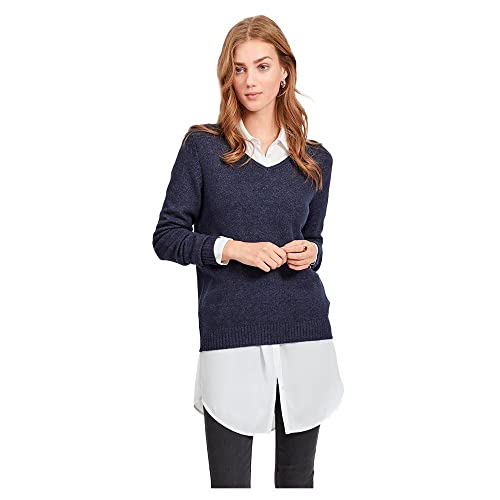 Vila Damen VIRIL V-Neck L/S Knit TOP - NOOS 14042769, Total Eclipse/Melange, XXL Vila Damen VIRIL V-Neck L/S Knit TOP - NOOS 14042769, Total Eclipse/Melange, XXL von Vila