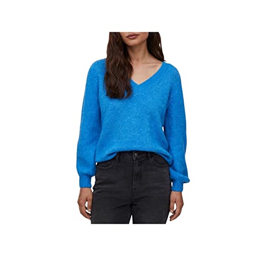 Vila Damen Vijamina Rev V-Neck L/S Knit Top - Noos Strickpullover, French Blue, M EU von Vila