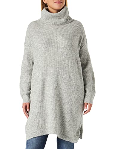 Vila Damen Vicilia Rollneck L/S Knit Tunic/Su-noos Pullover, Light Grey Melange, L EU von Vila