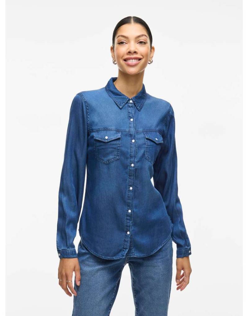 Vila - Jeanshemd aus dunkelblauem Denim von Vila