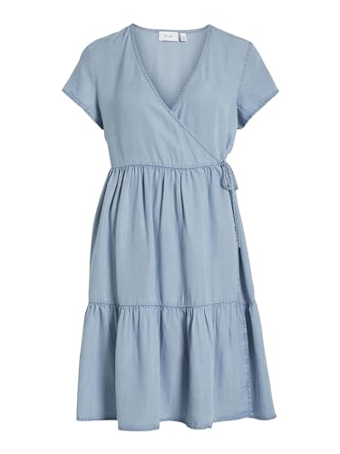 Vila Kleid VIGIVANI S/S WRAP DRESS (as3, numeric, numeric_42, regular, regular, light blue denim 1) von Vila