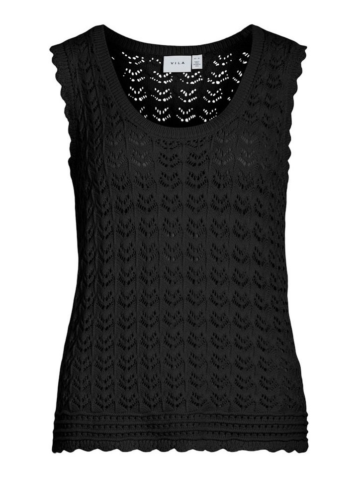 Vila Kurzarmbluse VIDOLISE U-NECK S/L KNIT TOP Black Beauty von Vila