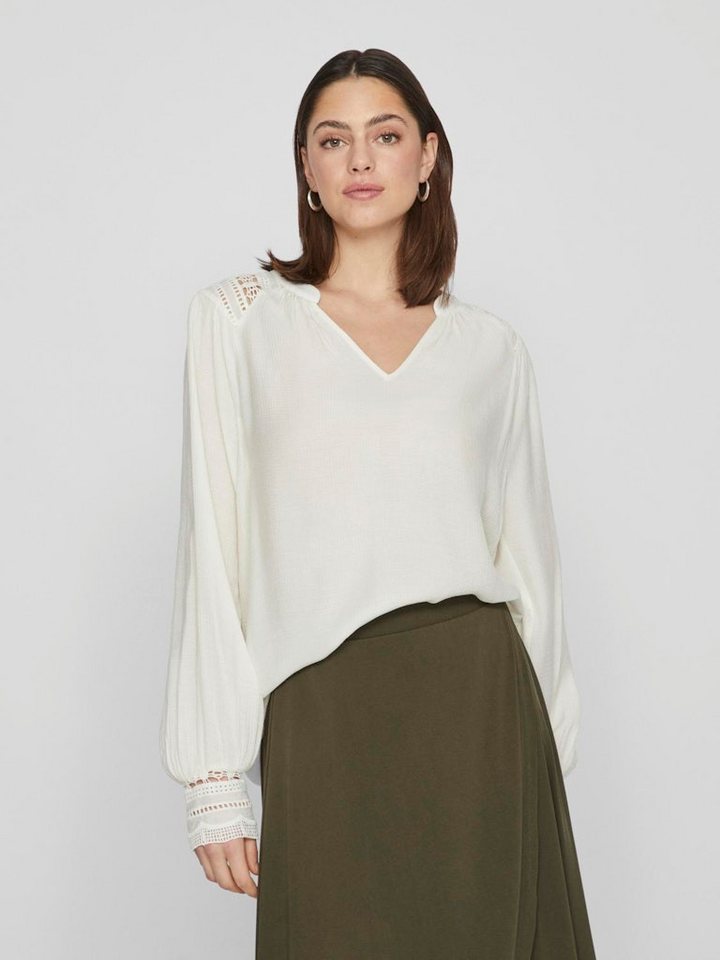 Vila Langarmbluse VITLASTA V-NECK L/S LACE TOP Egret Vila Langarmbluse VITLASTA V-NECK L/S LACE TOP Egret von Vila
