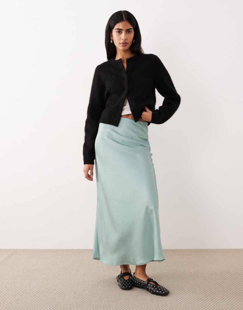 Vila - Maxirock aus Satin in Petrol-Blau von Vila