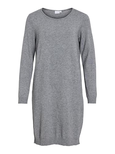 Vila NOS Damen VIRIL L/S Knit Dress-NOOS Kleid, Medium Grey Melange, L von Vila