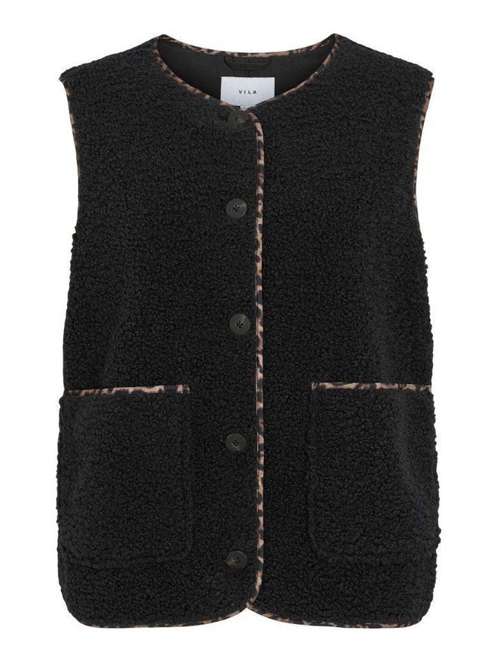 Vila Plüschweste VIADA PRINTED PIPING TEDDY VEST von Vila
