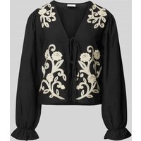 Vila Regular Fit Bluse aus Viskose-Mix mit Leinen-Anteil Modell 'POLENE' in Black, Größe 38 von Vila