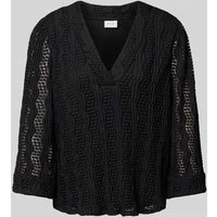 Vila Regular Fit Bluse mit V-Ausschnitt Modell 'LUMENA' in Black, Größe L von Vila