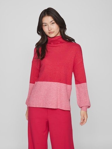 Vila Rollkragenpullover VIRIL BLOCKING ROLL-NK L/S KNIT TOP-NOOS in Colorblock Optik von Vila