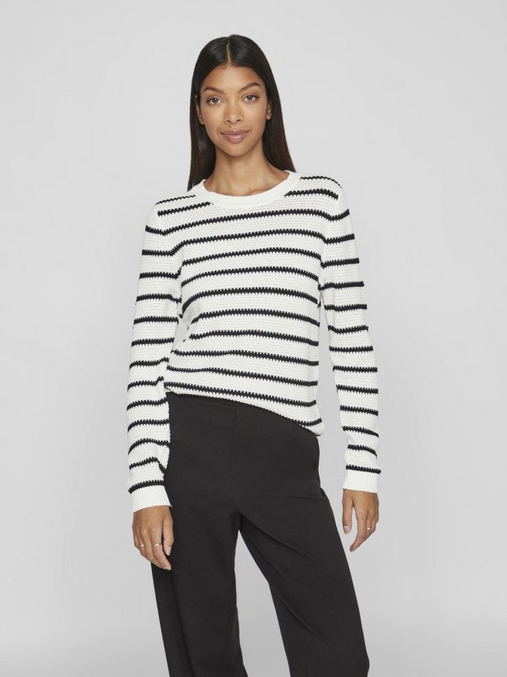 Vila Rundhalspullover VIDALO O-NECK L/S STRIPE KNIT TOP- NOOS von Vila