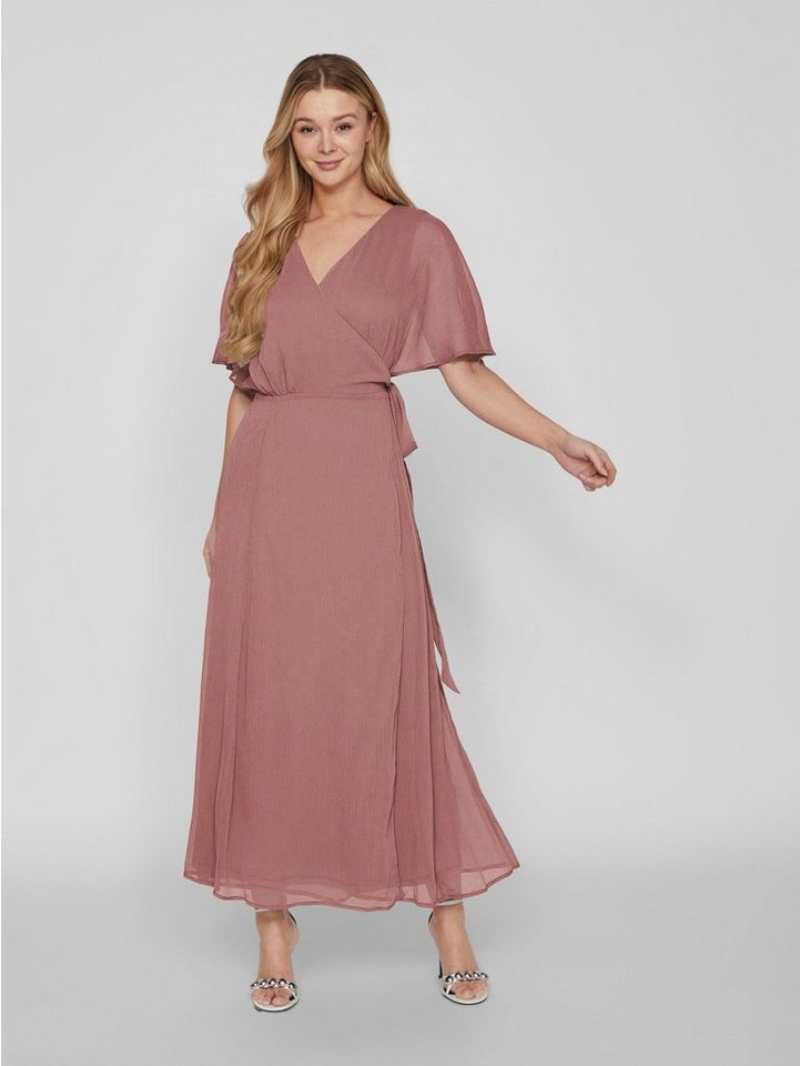 Vila Shirtkleid Elegantes Wickelkleid mit Gürtel Maxi Long Dress VIRILLA (extralang) VIRILLA 2/4 V-NECK ANKLE WRAP DRESS/KA von Vila