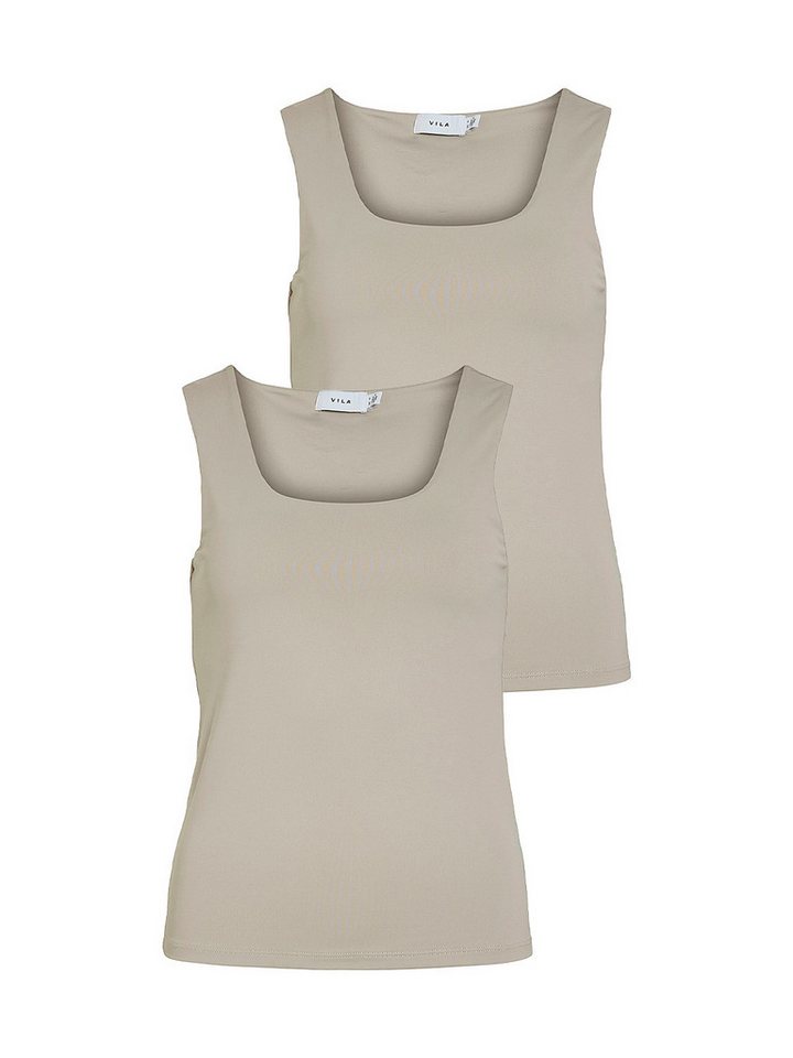 Vila Shirttop 2er-SET Tank Figurbetont (2-tlg) VIKENZA U-NECK S/L TANK TOP - NOOS von Vila
